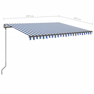 vidaXL Tenda da Sole Retrattile Manuale con LED 4x3,5 m Blu e Bianca