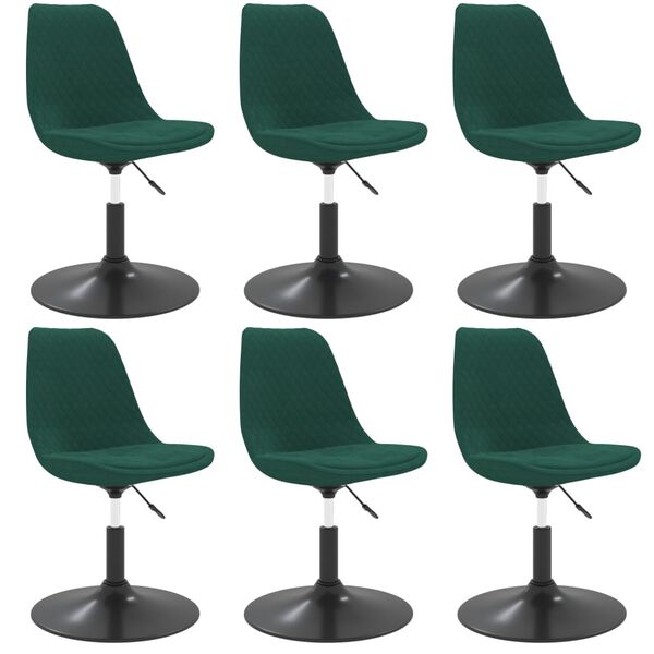 vidaXL Sedie da Pranzo Girevoli 6 pz Verde Scuro in Velluto