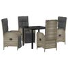 vidaXL Set da Pranzo per Giardino con cuscino 5 pcs Grigio polyrattan