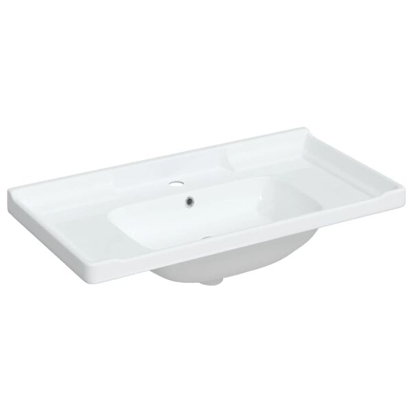 vidaXL Lavandino da Bagno Bianco 91,5x48x23cm Rettangolare in Ceramica