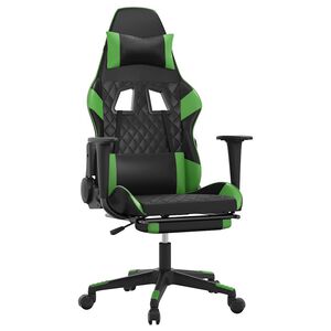vidaXL Sedia da Gaming Massaggio Poggiapiedi Nero e Verde Similpelle