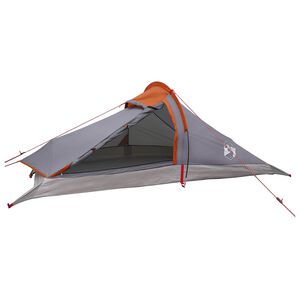 vidaXL Tenda da backpacking Grigio e arancione 2 persone