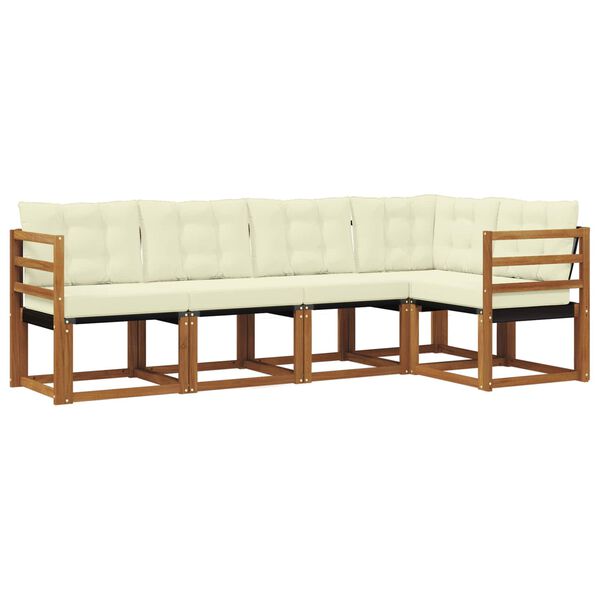 vidaXL Set di divani da esterno con cuscino 5 pcs Naturale e Nero