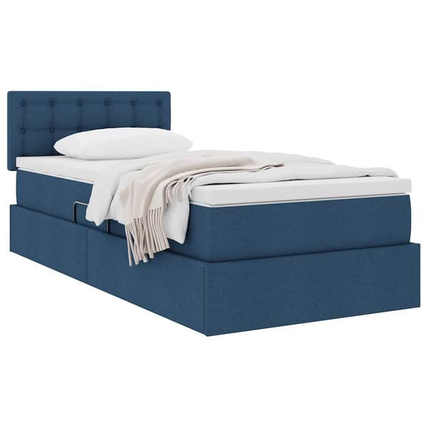 vidaXL Letto con contenitore e materasso con materasso Blu 90 x 200 cm