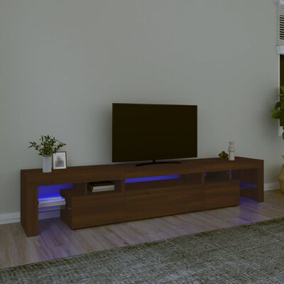 vidaXL Mobile Porta TV con Luci LED Rovere Marrone 215x36,5x40 cm