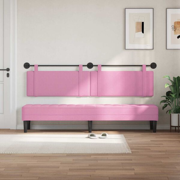 vidaXL Testata appesa Montaggio a parete Rosa 210 x 55 x 5 cm Tessuto