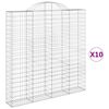 vidaXL Cesti Gabbioni ad Arco 10 pz 200x30x200/220 cm Ferro Zincato