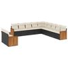 vidaXL Set Divani da Giardino 11 pz con Cuscini in Polyrattan Nero