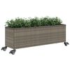 vidaXL Fioriera con Ruote e 3 Vasi Grigia 107x32x38 cm in Polyrattan