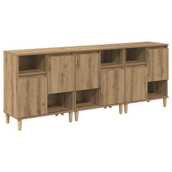 vidaXL Sideboards 3 pcs Rovere artigianale 60 x 35 x 70 cm
