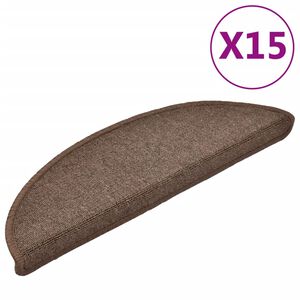 vidaXL Tappetini per scale 15 pz 56x17x3 cm Marrone caff&egrave; Semicircolari