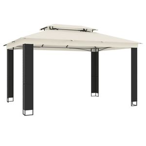 vidaXL Gazebo con Tetto Doppio Crema 3,94x2,96 m in Acciaio