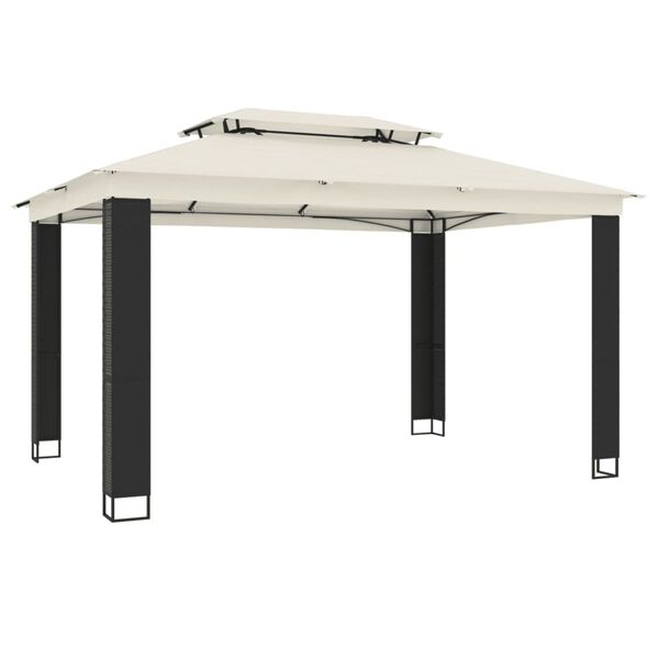 vidaXL Gazebo con Tetto Doppio Crema 3,94x2,96 m in Acciaio