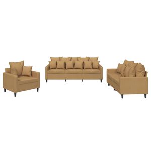 vidaXL Set di Divani 3 pz con Cuscini Marrone in Velluto