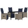 vidaXL Set di tavolo e sedie con cuscino 5 pcs Grigio Rattan in PE