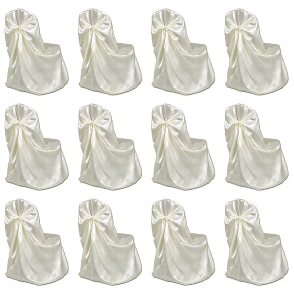 vidaXL Coprisedie per Feste di Matrimonio 12 pz Crema
