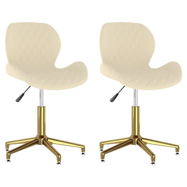 vidaXL Sedie da Pranzo Girevoli 2 pz Crema in Velluto