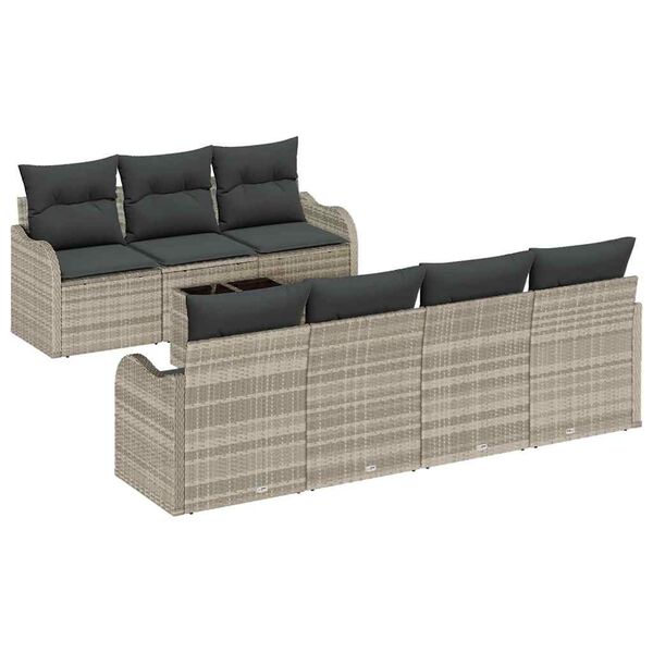 vidaXL Set Divano da Giardino Grigio chiaro 55 x 55 x 37 cm polyrattan