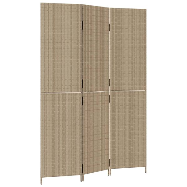 vidaXL Divisorio per Ambienti a 3 Pannelli Beige in Polyrattan