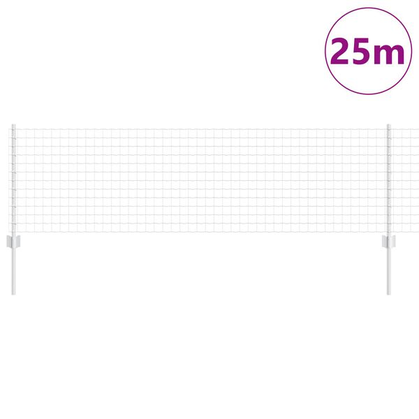 vidaXL Recinzione con Posto Argento 0,6 x 25 m Acciaio