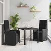 vidaXL Set da Pranzo per Giardino con cuscino 3 pcs Nero polyrattan