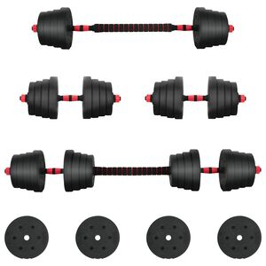 vidaXL Set di Manubri 2-in-1 40kg Nero e Rosso