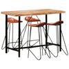 vidaXL Set da Bar 5 pz in Legno Massello e Vera Pelle