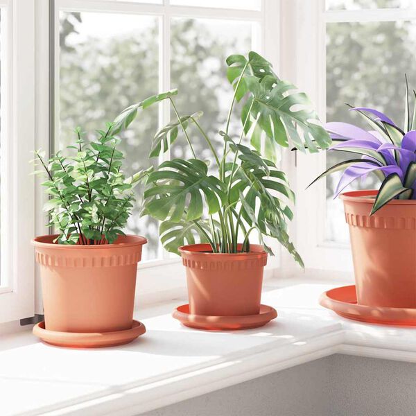 vidaXL Vaso Rotondo per Fiori 24 pcs Rosso Mattone &Oslash; 12,5 x 10 cm