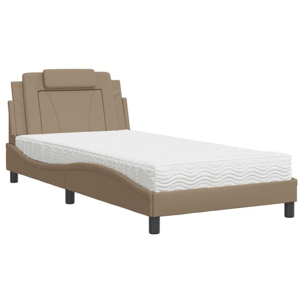 vidaXL Letto Viana con Materasso Cappuccino 100x200cm Similpelle