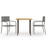 vidaXL Set Mobili da Pranzo per Giardino 3 pz Polyrattan Grigio