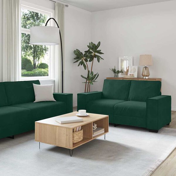 vidaXL Set di Divani 2 pz con Cuscini Verde scuro in Velluto