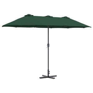 vidaXL Ombrello da giardino Verde 370 x 197 x 239 cm