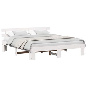 vidaXL Struttura del letto Bianco 200 x 200 cm Pino massello