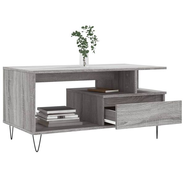 vidaXL Tavolino da Salotto Grigio Sonoma 90x49x45 cm Legno Multistrato