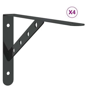 vidaXL Staffe per Mensola 4 pz 30x2,5x15,5 cm in Acciaio Inox Nero