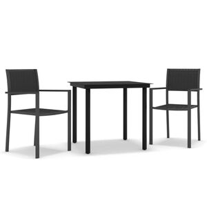 vidaXL Set da Pranzo da Giardino 3 pz Nero