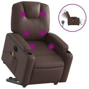 vidaXL Poltrona Alzapersona Elettrica Reclinabile Marrone Similpelle