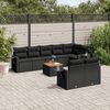 vidaXL Set Divani da Giardino 9 pz con Cuscini Nero in Polyrattan