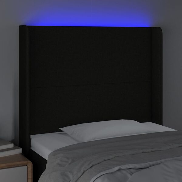 vidaXL Testiera a LED nero 93x16x118/128 cm in Tessuto