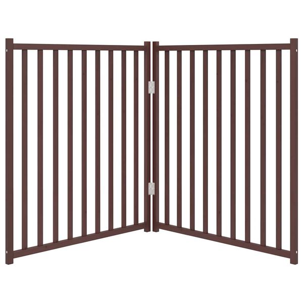vidaXL Cancello Cani Pieghevole 2Pannelli Marrone 160cm Massello Abete