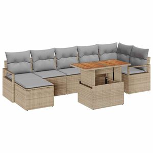 vidaXL Set da Pranzo per Giardino con cuscino 8 pcs Beige e grigio