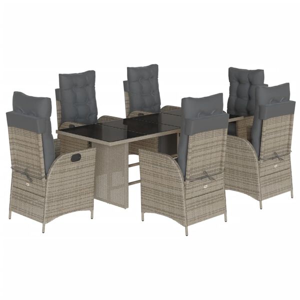 vidaXL Set da Pranzo da Giardino 7 pz con Cuscini in Polyrattan Grigio