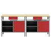 vidaXL Set banco da lavoro 2 pcs Rosso e Grigio 200 x 55 x 85 cm