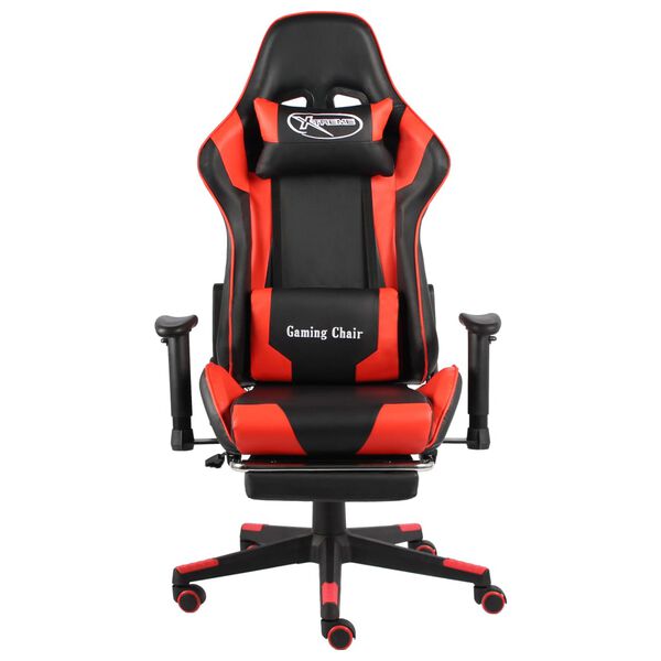 vidaXL Sedia da Gaming Girevole con Poggiapiedi Rossa in PVC