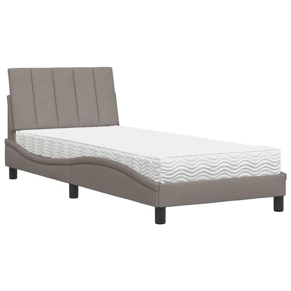 vidaXL Letto con Materasso Hanko Tortora 90x190 cm in Tessuto