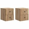 vidaXL Mobiletto da notte a muro con cassetto 2 pcs Rovere Artigianale