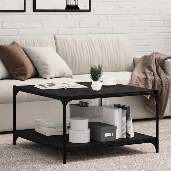 vidaXL Scaffale 4 pcs Nero 80 x 40 x 1,5 cm Legno multistrato