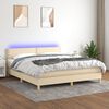 vidaXL Letto a Molle con Materasso e LED Crema 180x200 cm in Tessuto