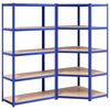 vidaXL Mensole a 5 Ripiani 2pz Blu in Acciaio e Legno Multistrato
