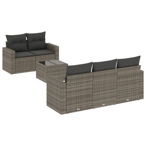 vidaXL Set Divano da Giardino 6 pz con Cuscini Grigio in Polyrattan